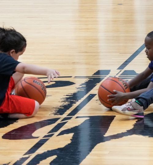 Kids with Basketballs on Court